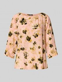 Bluzka o kroju relaxed fit z czystej wiskozy z kwiatowym nadrukiem na całej powierzchni Zero różowa damska EAN 1010003343