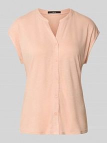 T-shirt z mieszanki wiskozy z listwą guzikową Zero różowy damski EAN 1010003361