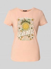 T-shirt z nadrukiem z motywem i okrągłym dekoltem Zero różowy damski EAN 1010003344