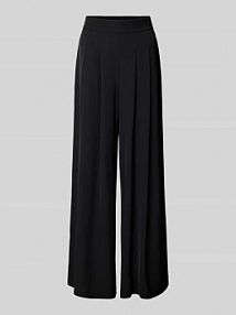 Spodnie materiałowe z szeroką nogawką i marszczeniami RINASCIMENTO czarne damskie EAN CFC0125495003