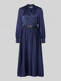 Sukienka koktajlowa w kopertowym stylu z dekoltem w serek RINASCIMENTO niebieska EAN CFC0125426003