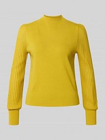 Sweter z dzianiny z mieszanki wiskozy z bufiastymi rękawami Zero żółty damski EAN 1010003465