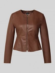 Kurtka z imitacji skóry z zamkiem błyskawicznym Zero brązowa damska EAN 1010003329