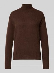 Sweter z dzianiny z mieszanki bawełny i kaszmiru LUISA CERANO brązowy damski EAN 128720 5871