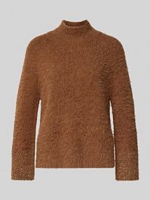 Sweter z dzianiny ze stójką LUISA CERANO brązowy damski EAN 128728 5351