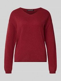 Sweter z dzianiny z mieszanki bawełny i kaszmiru LUISA CERANO czerwony damski EAN 128689 5871