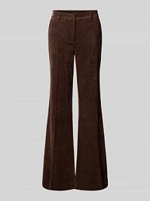 Spodnie z szeroką nogawką i fakturowanym wzorem LUISA CERANO brązowe damskie EAN 628851 3556