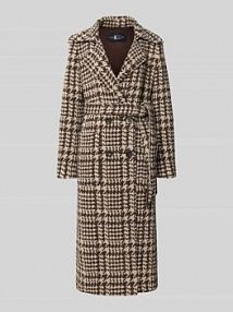 Płaszcz wełniany z kołnierzem z połami i wiązanym paskiem LUISA CERANO brązowy damski EAN 428905 3784