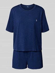 Piżama z wyhaftowanym logo i elastycznym paskiem z logo Polo Ralph Lauren niebieska damska EAN 4P8029