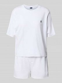 Piżama z wyhaftowanym logo i elastycznym paskiem z logo Polo Ralph Lauren biała damska EAN 4P8029
