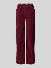 Spodnie materiałowe o kroju straight fit z imitacji sztruksu model OLANDA Noisy May czerwone damskie EAN 27032671