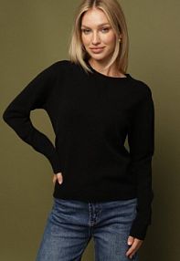 Czarny Klasyczny sweter z Wiskozą i Wełną Norpine Born2Be damski