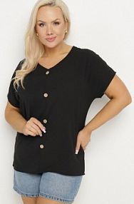 Czarna bluzka Ozdobiona Guziczkami z Przodu Mepiana Born2Be damska
