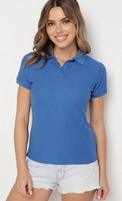 Niebieski T-shirt Polo z Bawełną Fodelira Born2Be damska