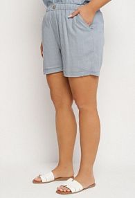 Niebieskie Casualowe szorty z Lnem z Gumką w Talii Filowena bh forever damskie