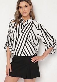 Biała koszula z Bawełną i Geometrycznym Wzorem Tiarine Born2Be damska