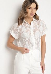 Biała koszula z Krótkim Rękawem i Kwiatowym Wzorem Froena Born2Be damska