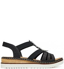 Sandały na obcasie Rieker czarne 679L4-00