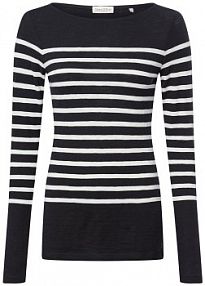 Koszulka z długim rękawem Kobiety Bawełna niebieski/biały w paski XL Marc O'Polo damski