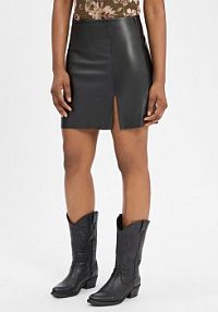 Spódnica  Kobiety Sztuczna skóra czarna jednolity XL Noisy May