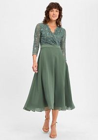 Sukienka wieczorowa Kobiety Szyfon zielona jednolity 50 Swing