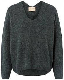 Sweter  z zawartością alpaki  MMThora Kobiety Wełna niebieski/zielony jednolity XS MOS MOSH damski