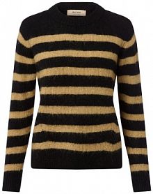 Sweter  z dzianiny z zawartością alpaki Kobiety czarny w paski M MOS MOSH damski