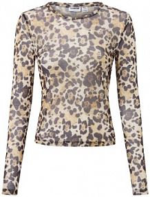 Siateczkowa koszulka z długim rękawem  NMJudith Kobiety czarny/beżowy wzorzysty XL Noisy May damski