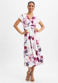 Letnia sukienka  Kobiety lila/różowa nadruk 42 Swing