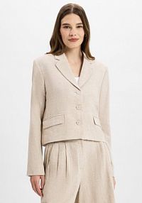 Krótki blezer  z zawartością lnu  MSCHPennie Ginia Kobiety beżowy marmurkowy XS Msch Copenhagen