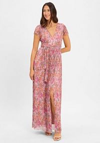 Sukienka wieczorowa Kobiety różowa wzorzysty 40 Swing