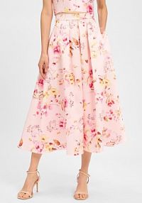 Spódnica o linii A Kobiety różowa wzorzysty 38 Swing
