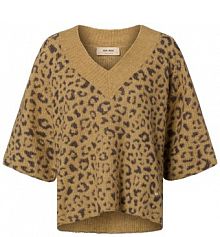 Sweter z krótkim rękawem z alpaką  MMTaci Kobiety beżowy/brązowy wzorzysty XS MOS MOSH damski