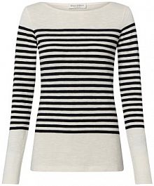 Koszulka z długim rękawem Kobiety Bawełna czarny/biały w paski XL Marc O'Polo damski