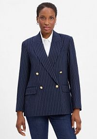 Wełniany blezer  Kobiety Wełna niebieski w paski 42 Gant