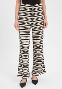 Spodnie letnie  Finn Kobiety czarne/białe w paski 40 EDITED damskie
