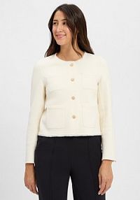 Wełniany blezer  Kobiety Wełna biały jednolity 44 Marc Cain