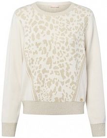 Sweter  z dzianiny Kobiety drobna dzianina beżowy/złoty wzorzysty XS Liu Jo Collection damski