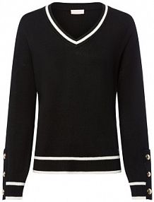 Sweter z dzianiny z zawartością jedwabiu  Maglia Chiusa Kobiety czarny/biały jednolity XS Liu Jo Collection damski