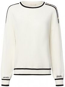 Sweter  z dzianiny  Maglia chiusa Kobiety wiskoza biały/czarny jednolity L Liu Jo Collection damski