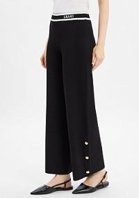 Spodnie z dzianiny z zawartością jedwabiu Kobiety Sztuczne włókno czarne jednolity XS Liu Jo Collection damskie