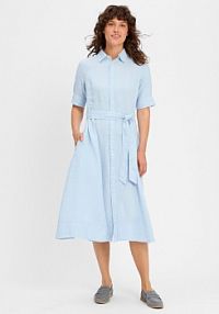 Lniana sukienka  Kobiety len niebieska jednolity 40 Polo Ralph Lauren