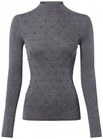 Sweter  z dzianiny Kobiety wełna ze strzyży szary jednolity L Liu Jo Collection damski