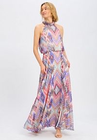 Sukienka wieczorowa Kobiety Sztuczne włókno brązowa/zielona/lila/pomarańczowa/biała/wielokolorowa wzorzysty 44 Swing