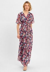 Sukienka wieczorowa Kobiety Sztuczne włókno niebieska/brązowa/różowa/czerwona/wielokolorowa/biała wzorzysty 44 Swing