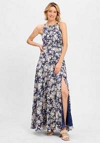Sukienka wieczorowa Kobiety niebieska/biała wzorzysty 42 Swing