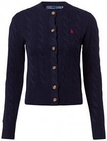 Kardigan  z zawartością kaszmiru Kobiety Kaszmir niebieski jednolity XS Polo Ralph Lauren