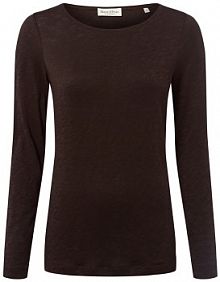 Koszulka z długim rękawem Kobiety Bawełna brązowy jednolity XL Marc O'Polo damski