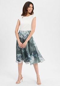 Sukienka wieczorowa Kobiety biała/zielona/niebieska wzorzysty 46 Swing