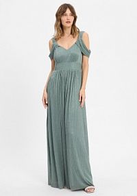 Sukienka wieczorowa Kobiety zielona/niebieska jednolity 46 Swing